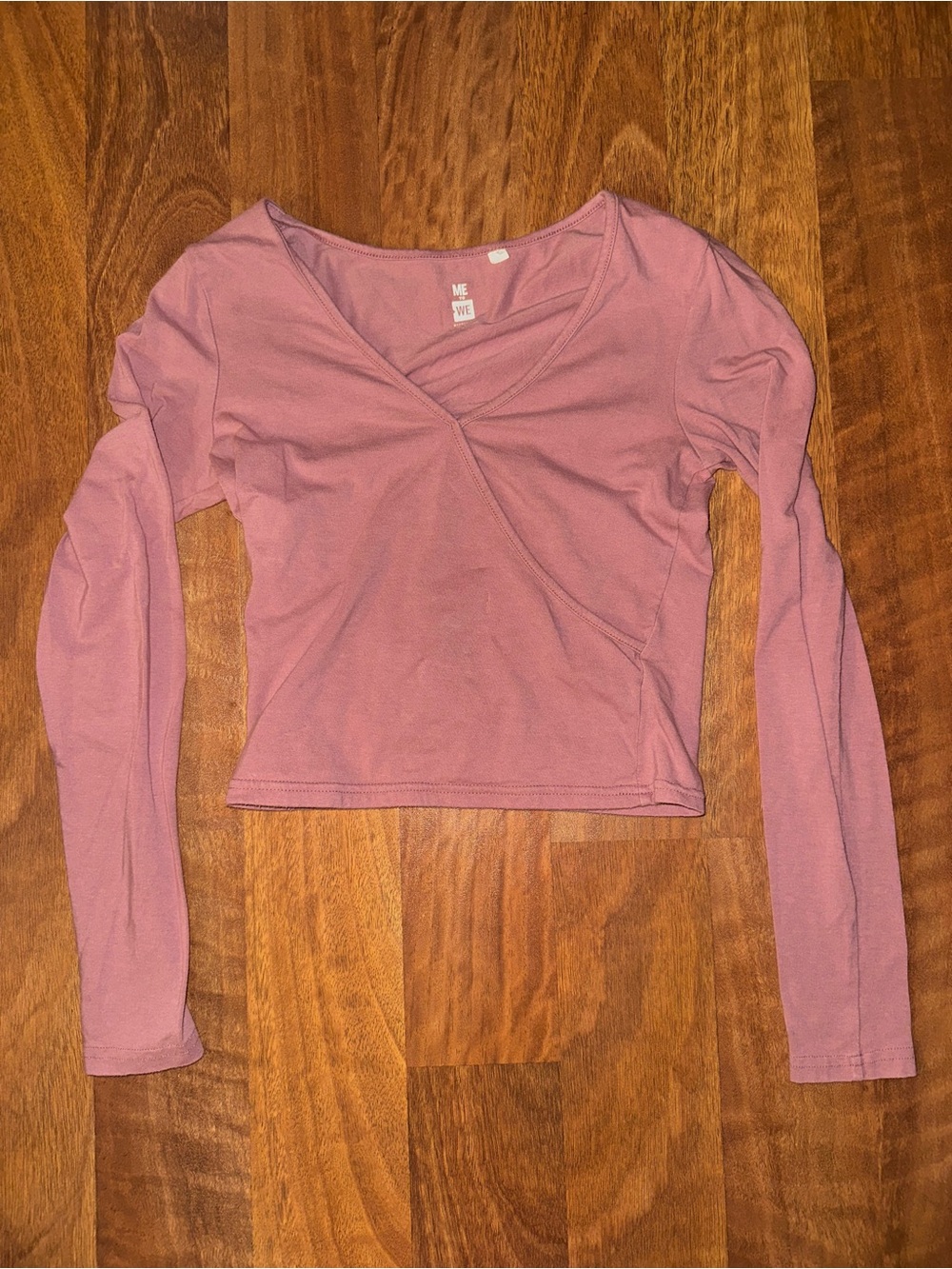 Me to We Mauve Wrap-Front Long Sleeve Top